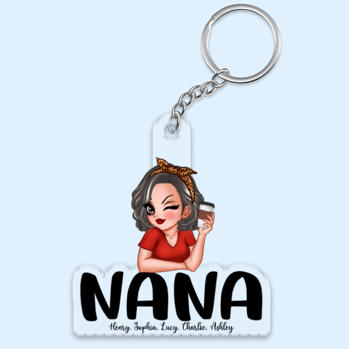 Grandma With Grandkids Names Personalized Acrylic Keychain